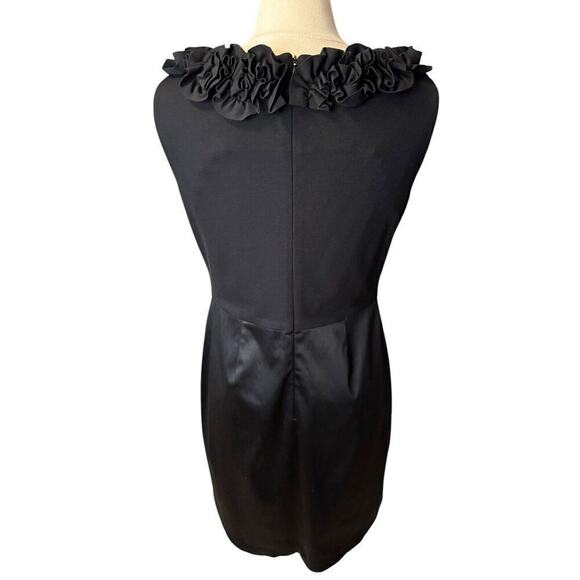 TAYLOR Audrey Hepburn Style Black Ruffle Little Black Dress Size 12 Sleeveless - Picture 5 of 8